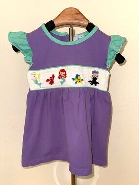 Little Mermaid “Under the Sea” smocked bishop dress, size 3
